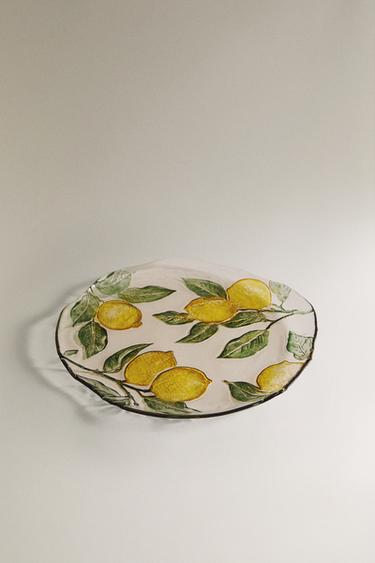 GLASS SERVICE PLATE WITH LEMONS -  by Zara - Image 1