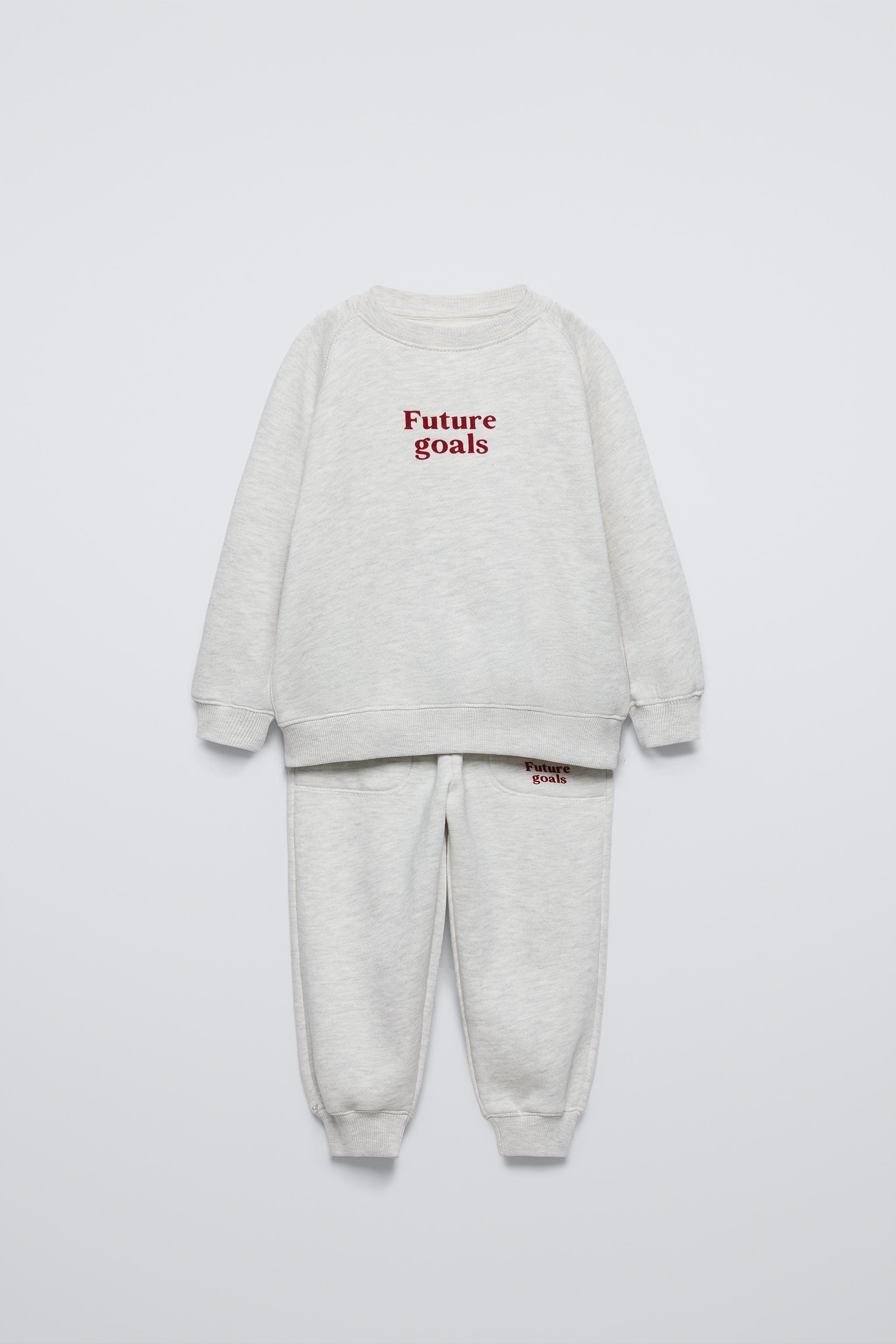 FLOCKING TEXT JOGGERS AND SWEATSHIRT SET Grey marl ZARA Turkey