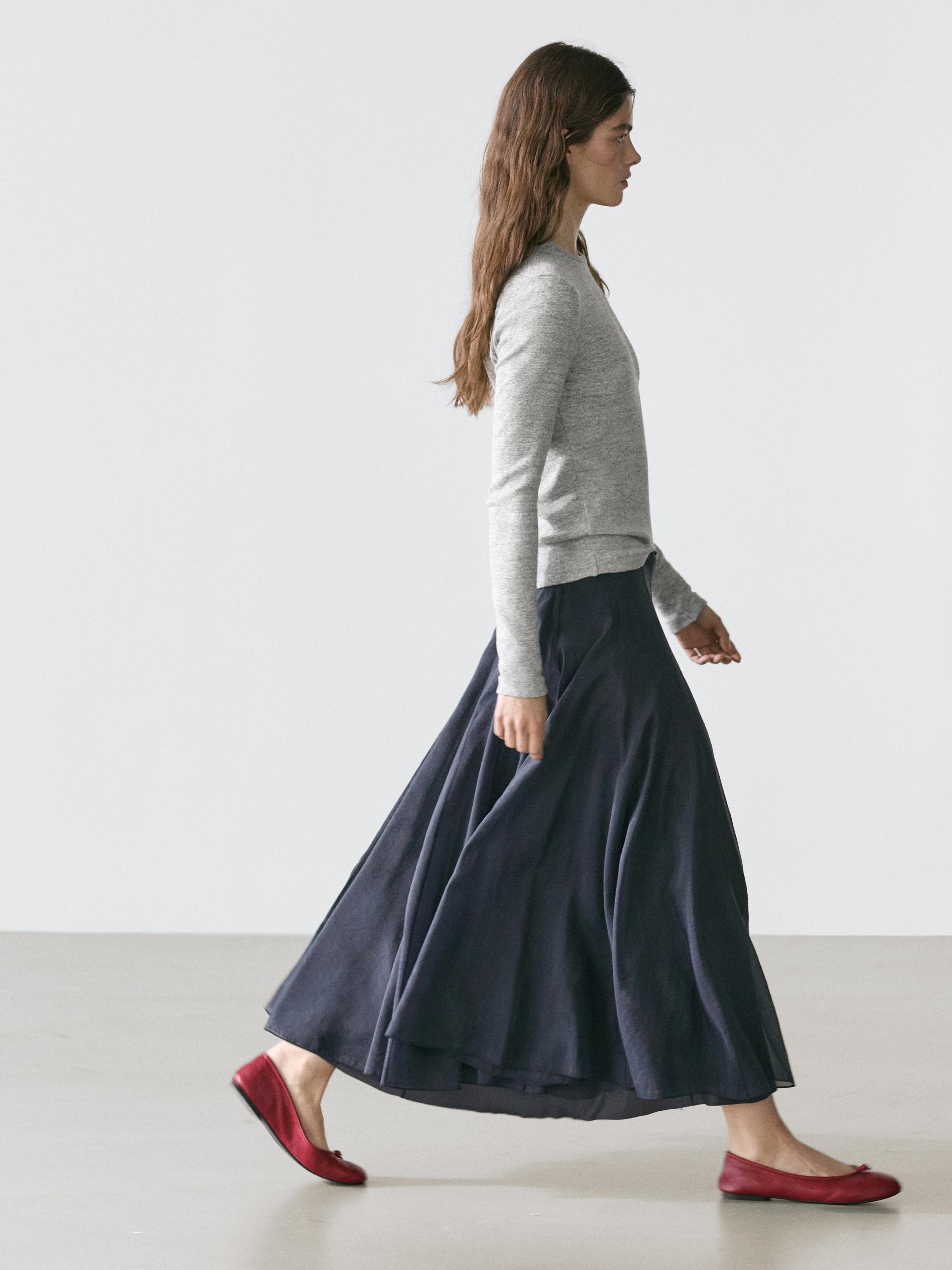 Midi skirt with pintucks