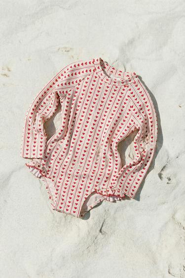 1-6 YEARS / HEART PRINT SWIMSUIT - Red by Zara