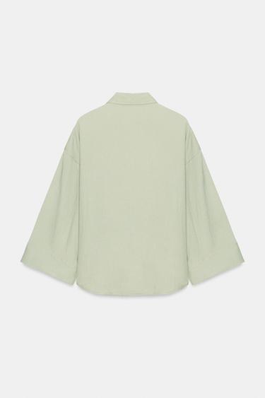 CHEMISE OVERSIZE MANCHES AMPLES - Kaki clair de Zara - Image 7
