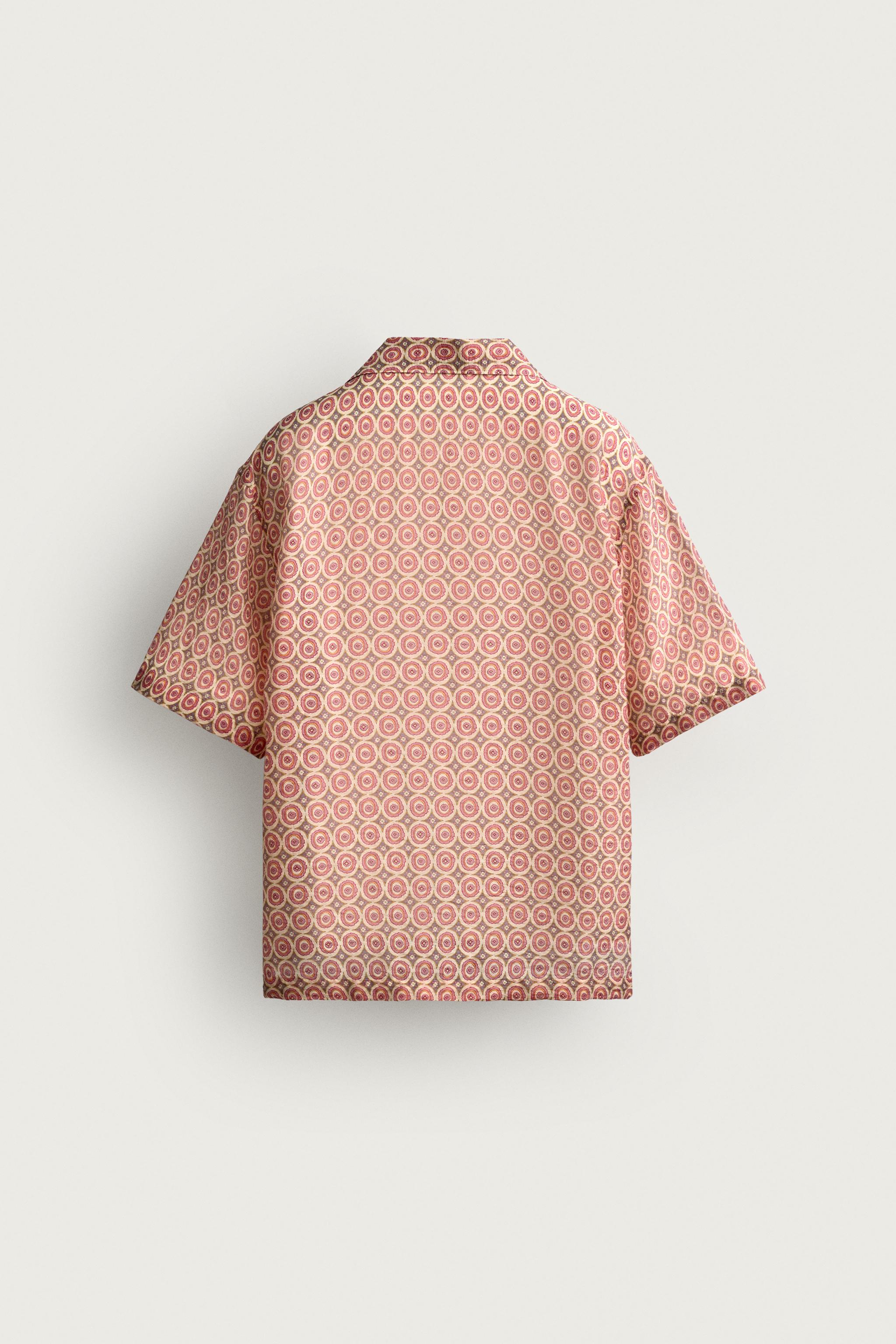 Мужские рубашки Zara GEOMETRIC PRINT FLOWY SHIRT — фото 9