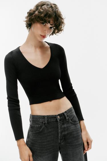 KNIT CROSSED BACK TOP — Black 2