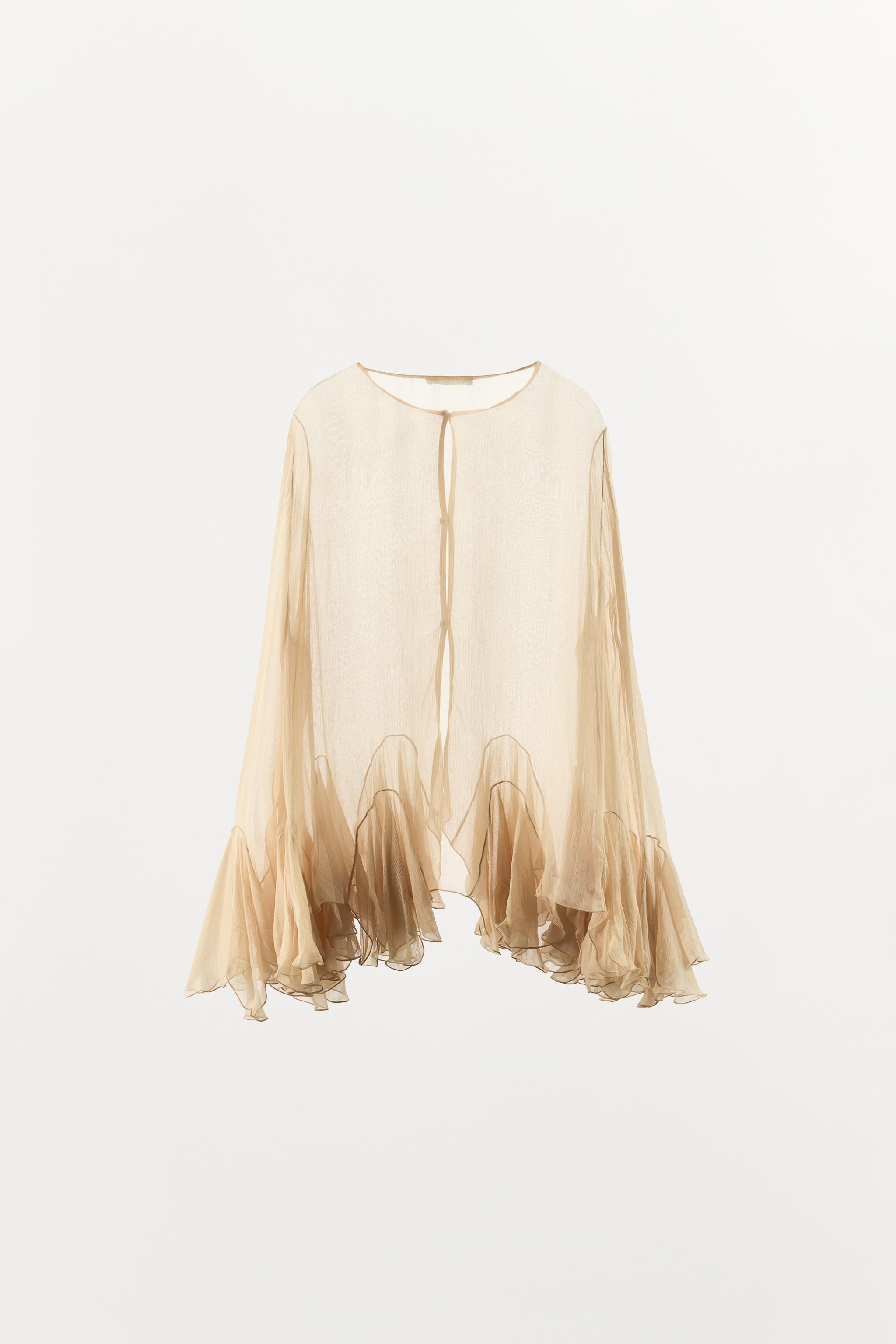 CHEMISE EN CRÊPE GEORGETTE À VOLANTS