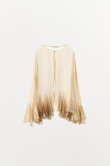 GEORGETTE SHIRT WITH RUFFLES - Ecru by Zara - Image 6