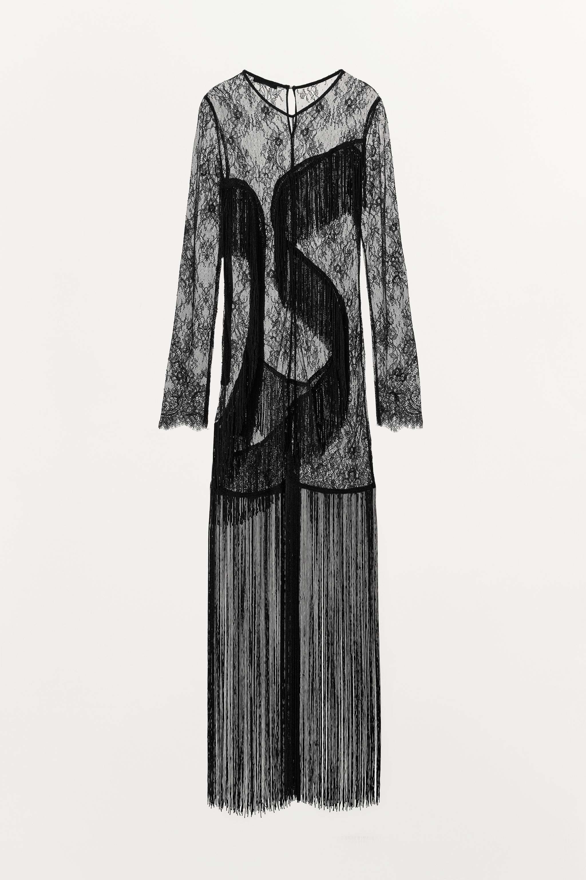 Женские платья Zara FRINGED LACE DRESS — фото 7