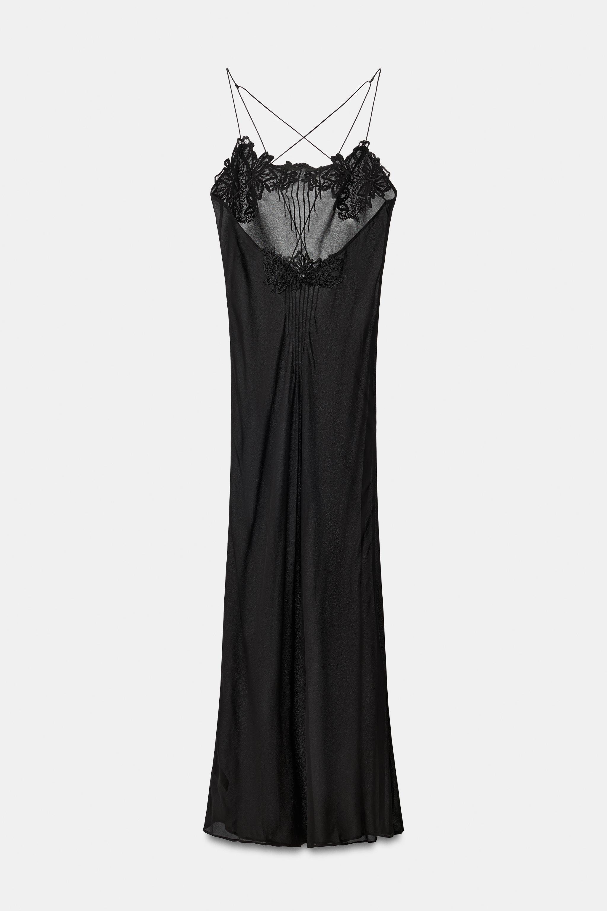 EMBROIDERED GEORGETTE MIDI DRESS - Black | ZARA United States EMBROIDERED GEORGETTE MIDI DRESS - Black | ZARA United States