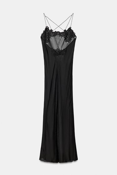 ROBE MIDI EN GEORGETTE BRODÉE - Noir de Zara - Image 5