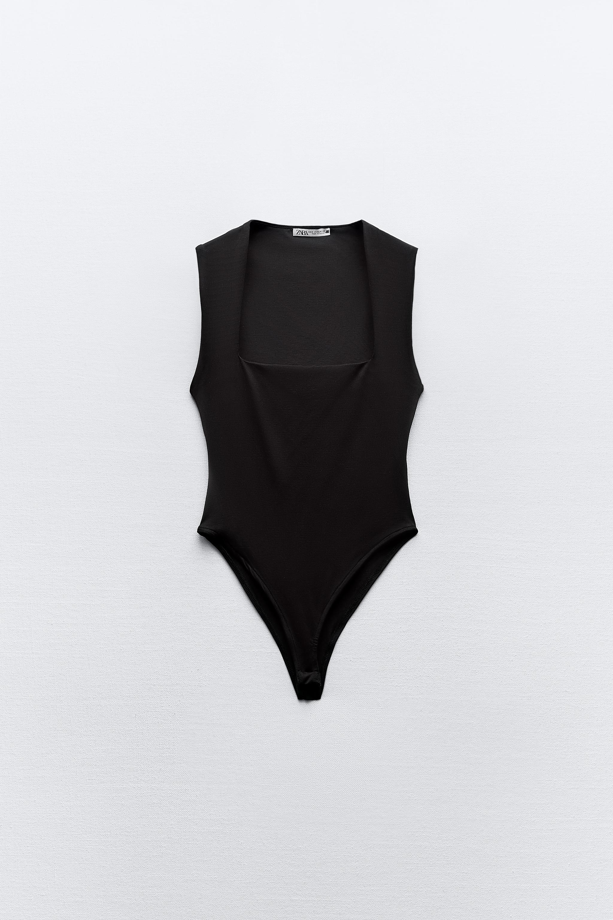 POLYAMIDE BODYSUIT WITH SQUARE NECKLINE Light blue ZARA UAE Dubai Sharjah Ajman UAQ Fujairah