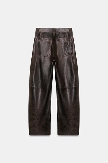PANTALON EN CUIR ZW COLLECTION ÉDITION LIMITÉE - Marron de Zara - Image 3