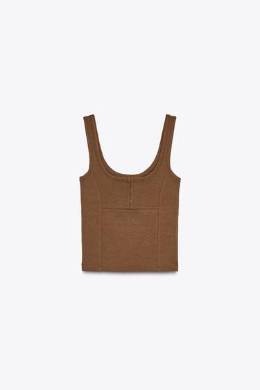 TOP TIRANTES CORCHETES - Marrón de Zara - Imagen 0