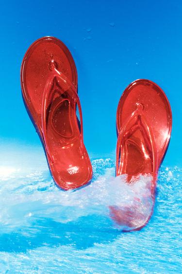TRANSPARENT TOE-POST SLIDE SANDALS - Red by Zara