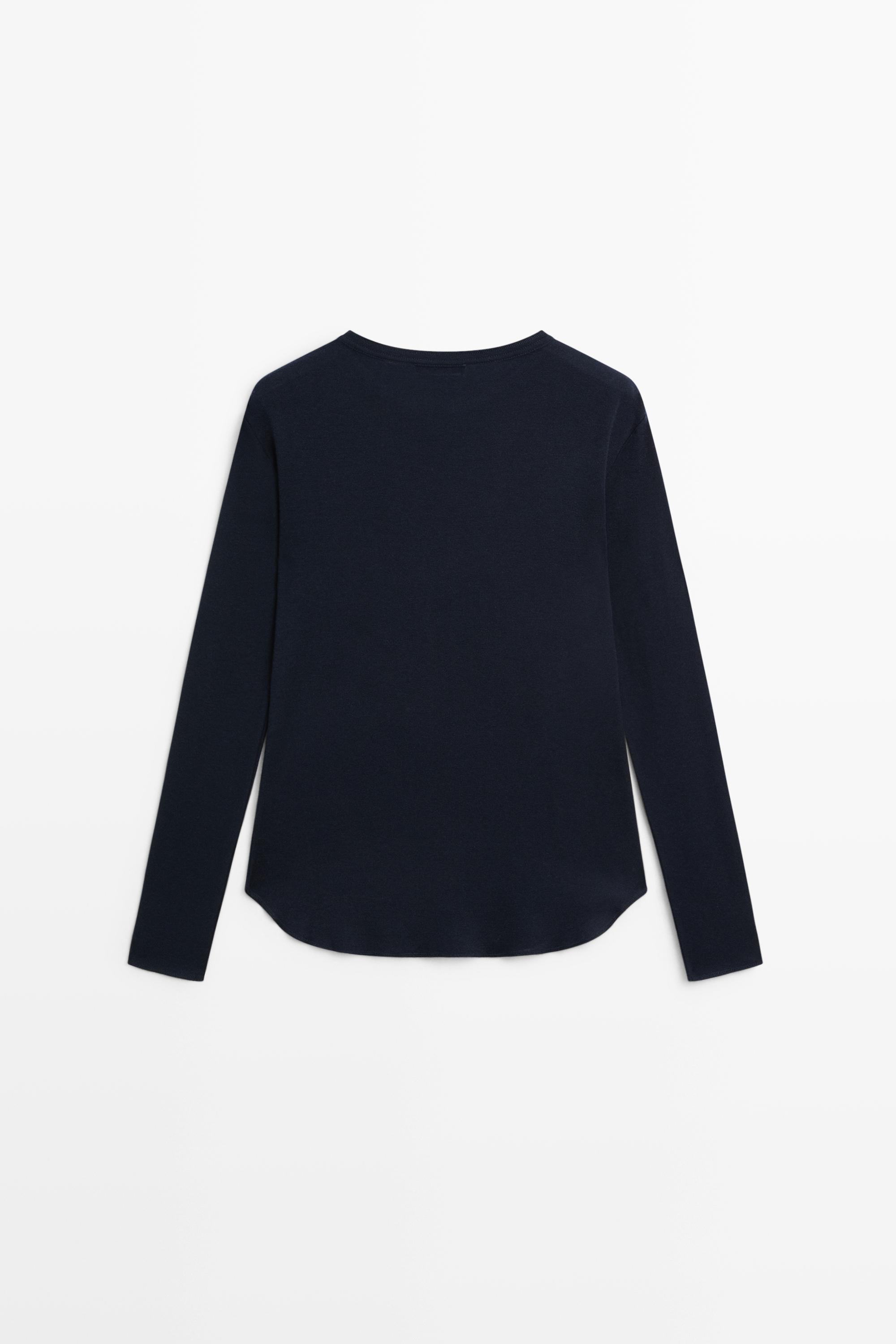Long sleeve wool-blend T-shirt