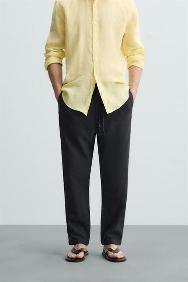 CALÇA RELAXED FIT TEXTURIZADA - Cinza-azul da Zara