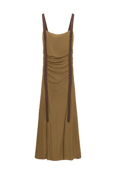 DRAPED GEORGETTE DRESS - Caramel by Zara