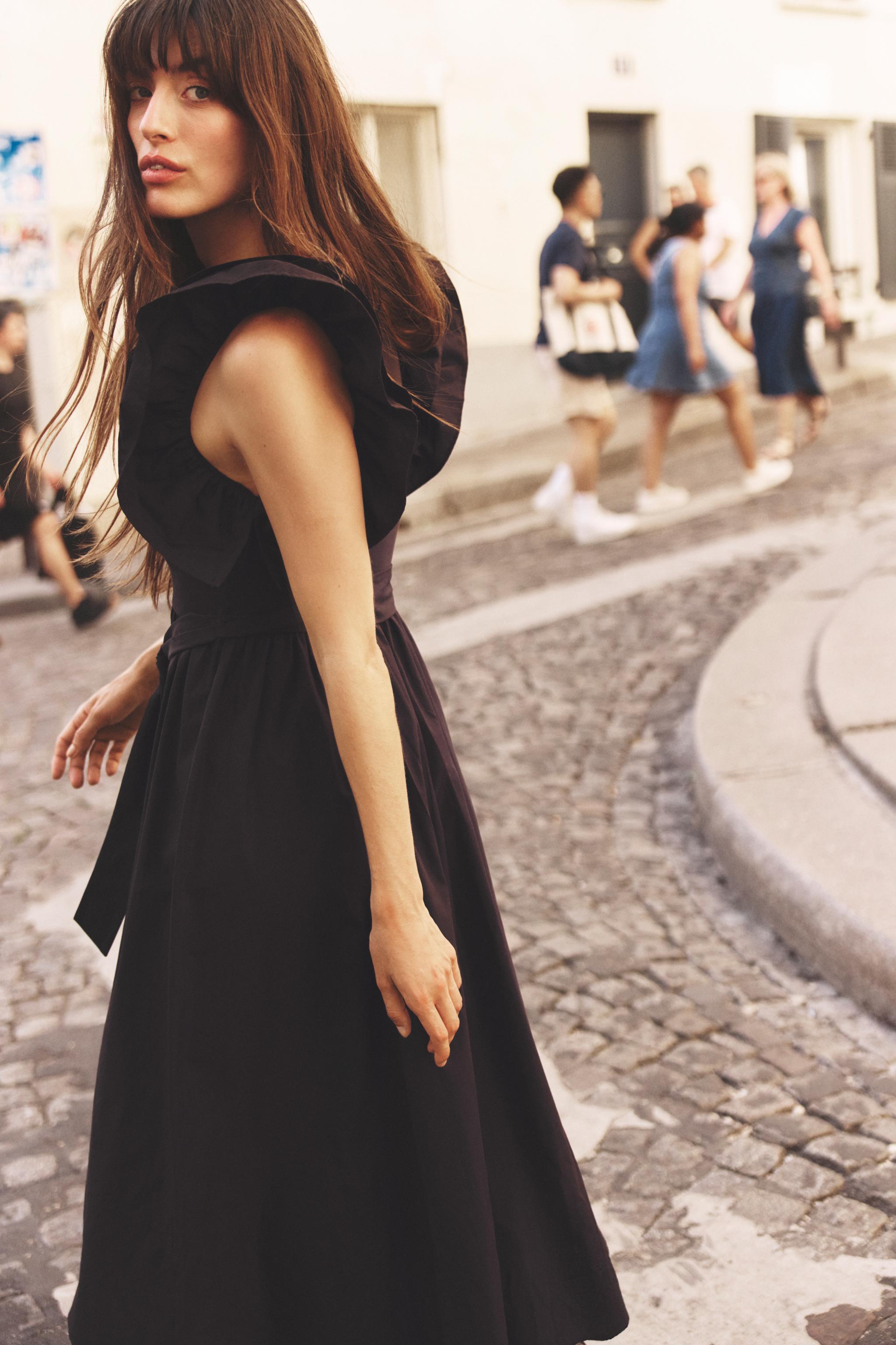 RUFFLED COMBINATION DRESS - Ecru | ZARA United States