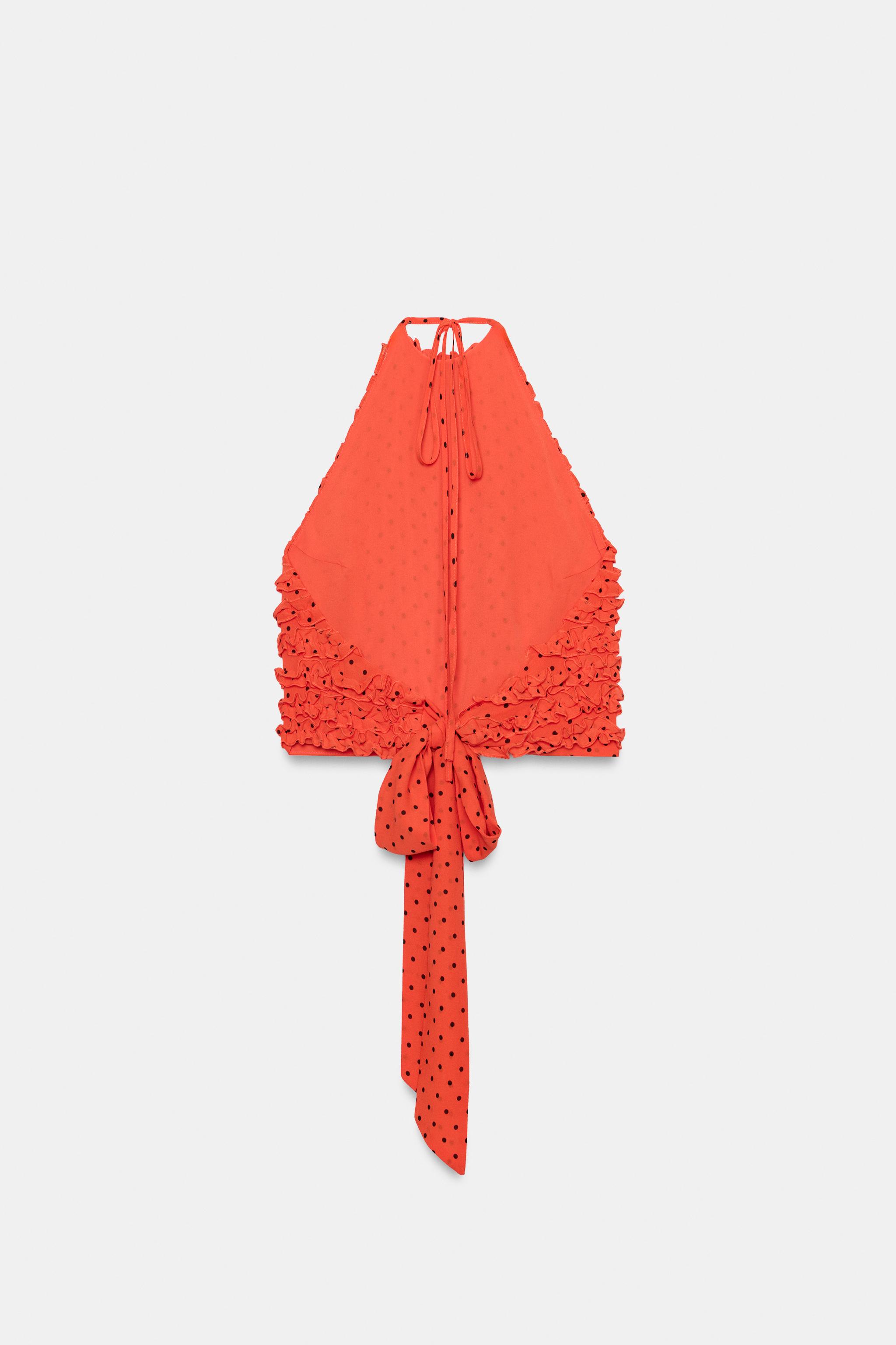 RUFFLED HALTER CROP TOP