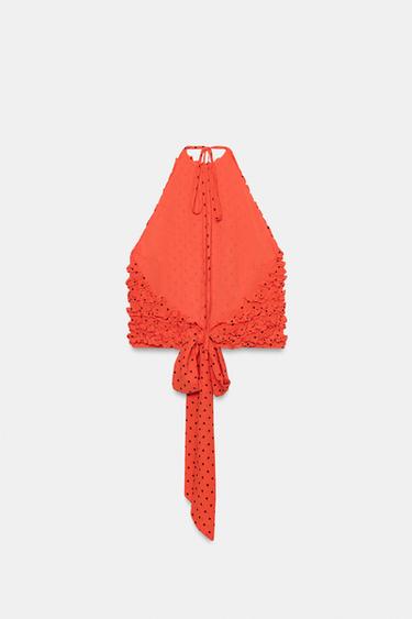 HALTER NECK RUFFLED DOTS TOP - Reddish by Zara - Image 8