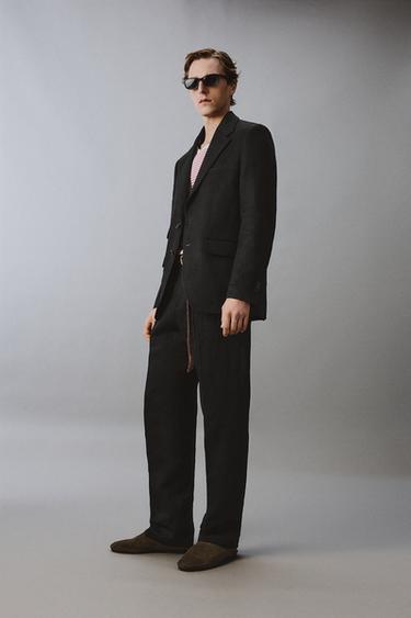 COSTUME TWILL 100% LIN AARON LEVINE X ZARA - ÉCRU/VERT KAKI de Zara - Image 1