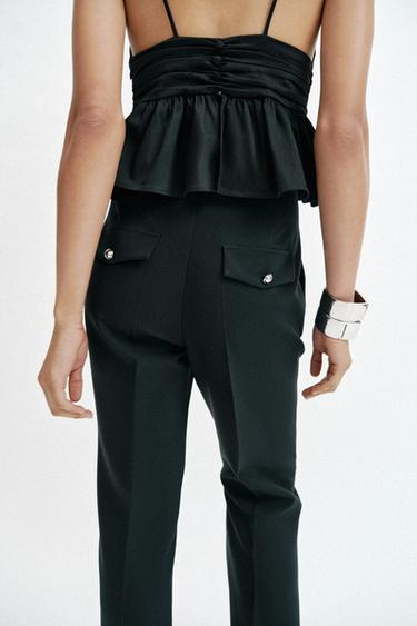 FLARE TROUSERS WITH BUTTONS - Black by Zara - Image 6