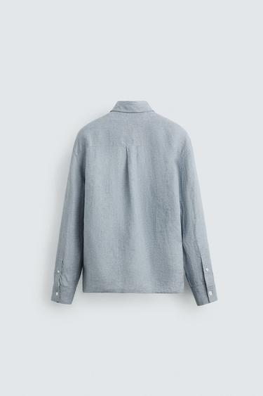 RELAXED FIT 100% LINEN SHIRT - Sky blue by Zara - Image 7