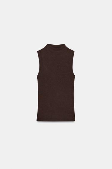 TOP COTON MODAL - Marron de Zara - Image 1