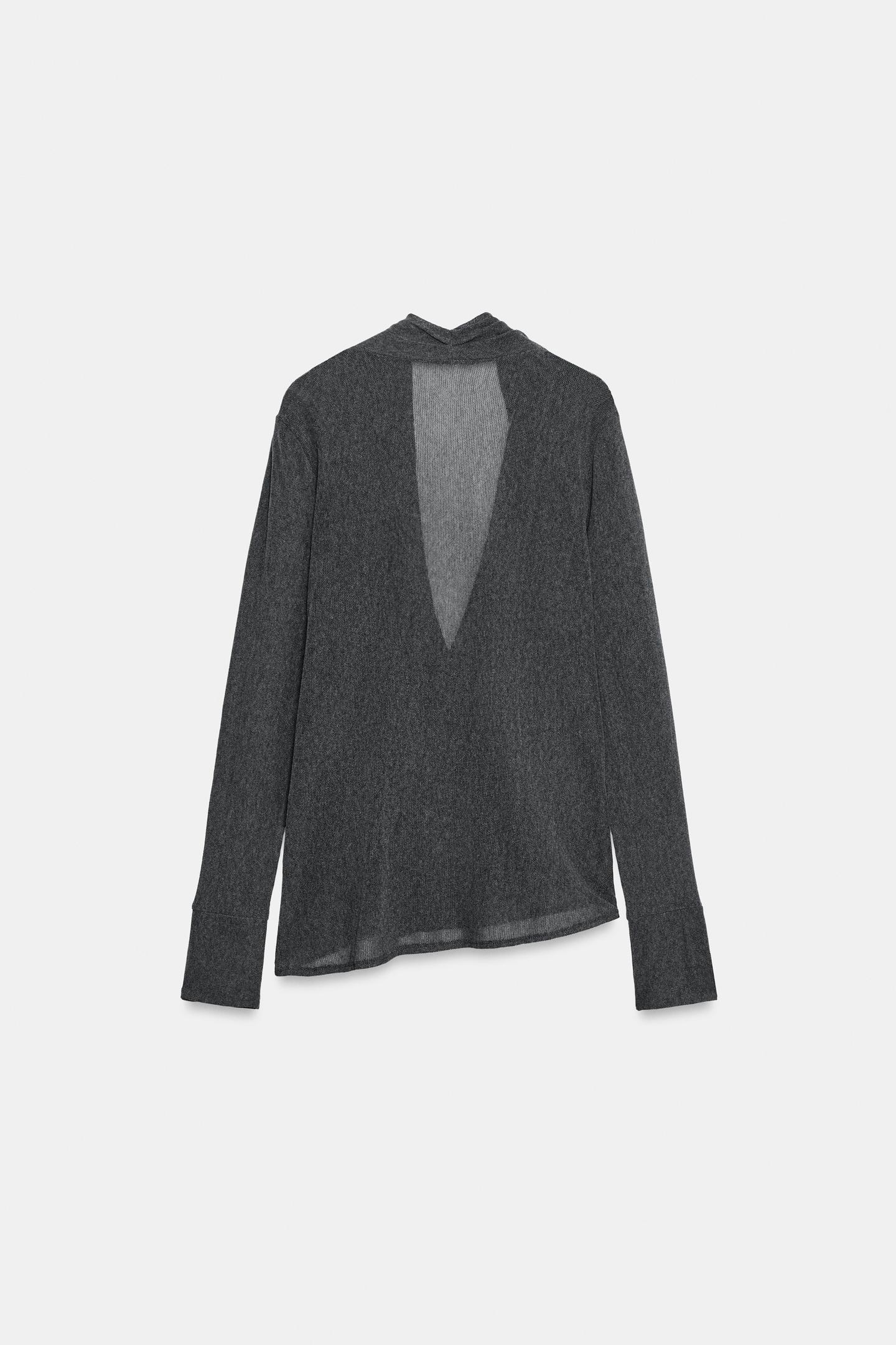 Женский топ Zara Wrap Knit Top, цвет: Серый меланжевый — фото 6