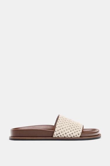 FLAT MESH SANDALS - Ecru White by Zara - Image 0