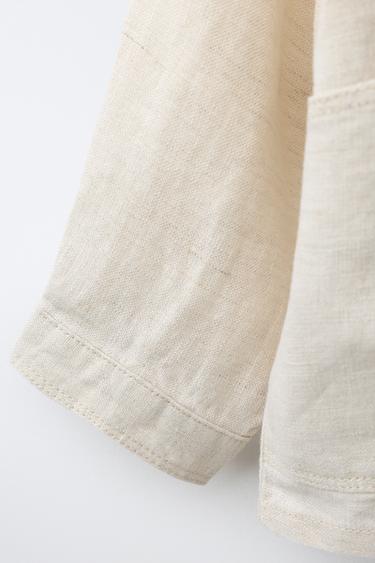 100% LINEN OVERSHIRT - Light beige by Zara - Image 3
