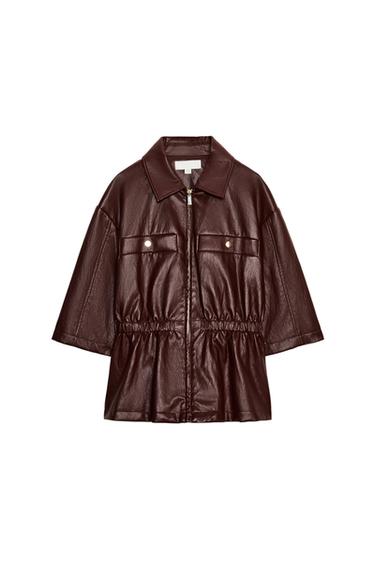 FAUX LEATHER BLAZER - Burgundy by Zara