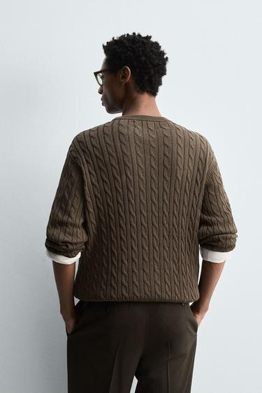 PULL STRUCTURÉ COTON - CHANVRE - Chocolat de Zara - Image 2