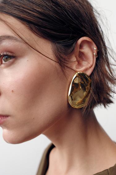 METAL SHEET EARRINGS - Golden by Zara