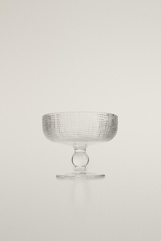 RAISED DESIGN GLASS ICE-CREAM CUP - Transparent by Zara - Image 0