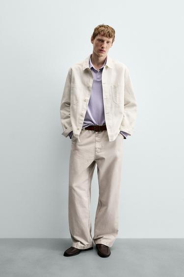 CANVAS REGULAR FIT OVERSHIRT - Sand by Zara - Image 0
