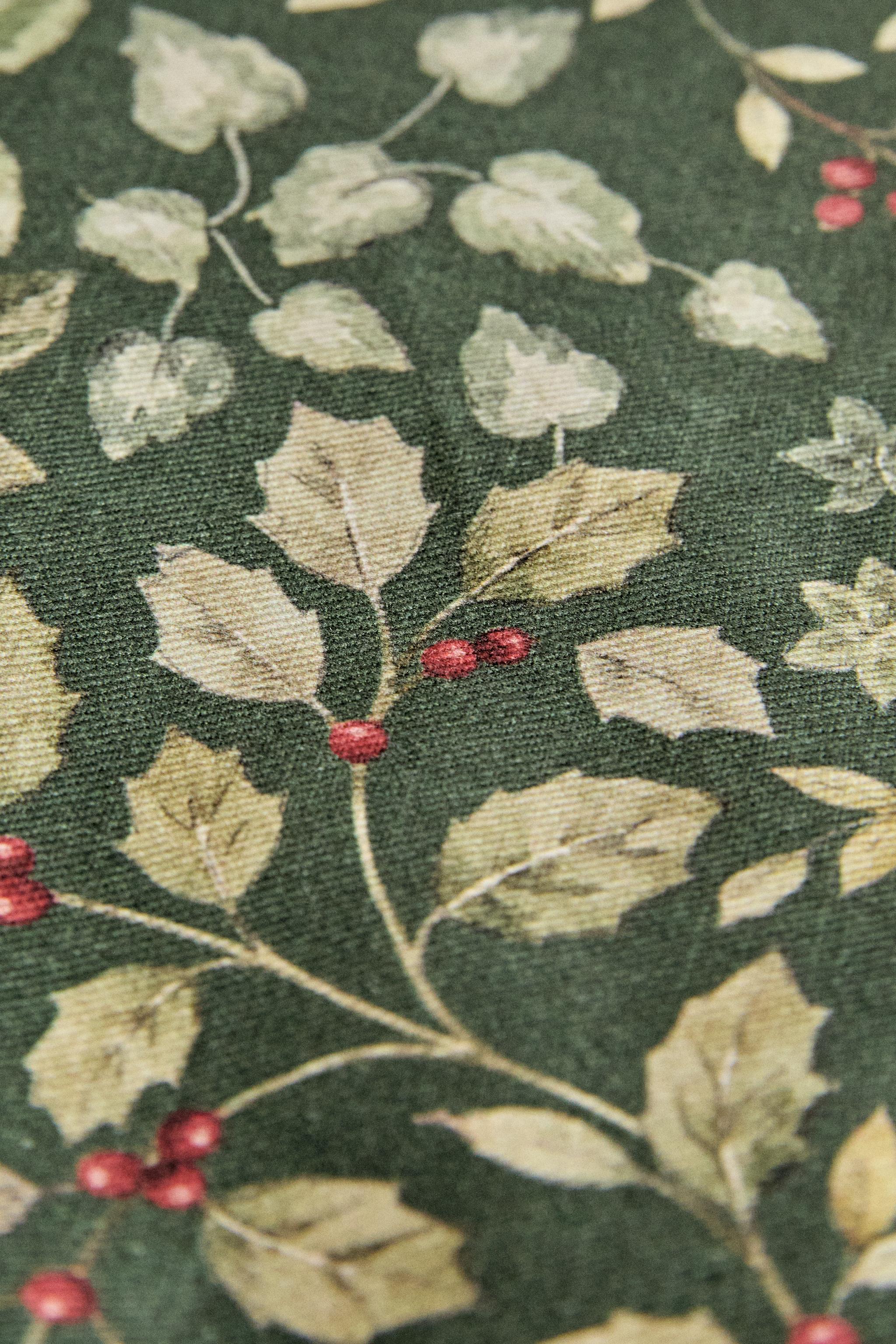 NAPPE COTON FEUILLES RÉSINE NOËL