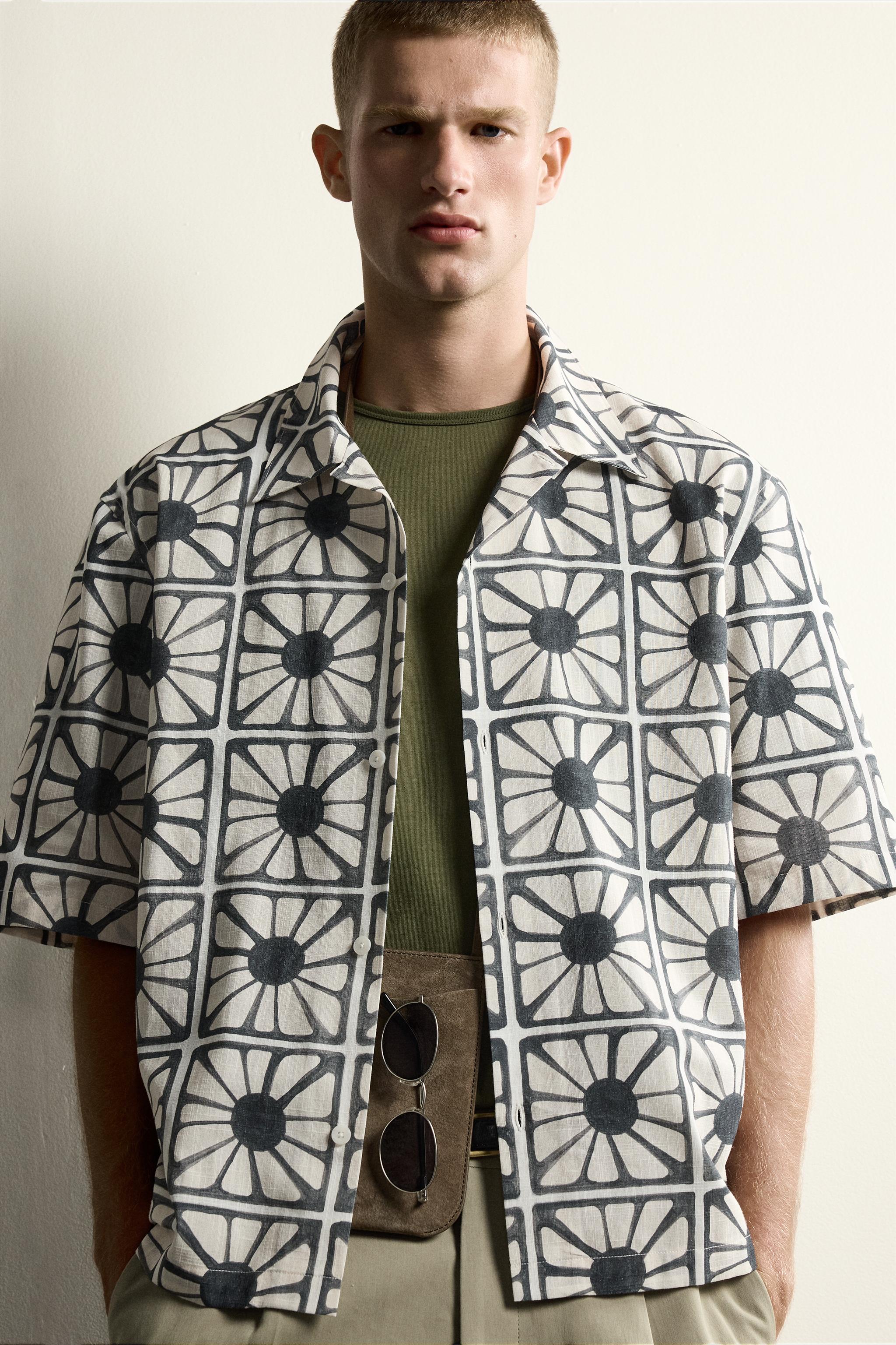 MOSAIC PRINT RELAXED FIT SHIRT - White | ZARA United States