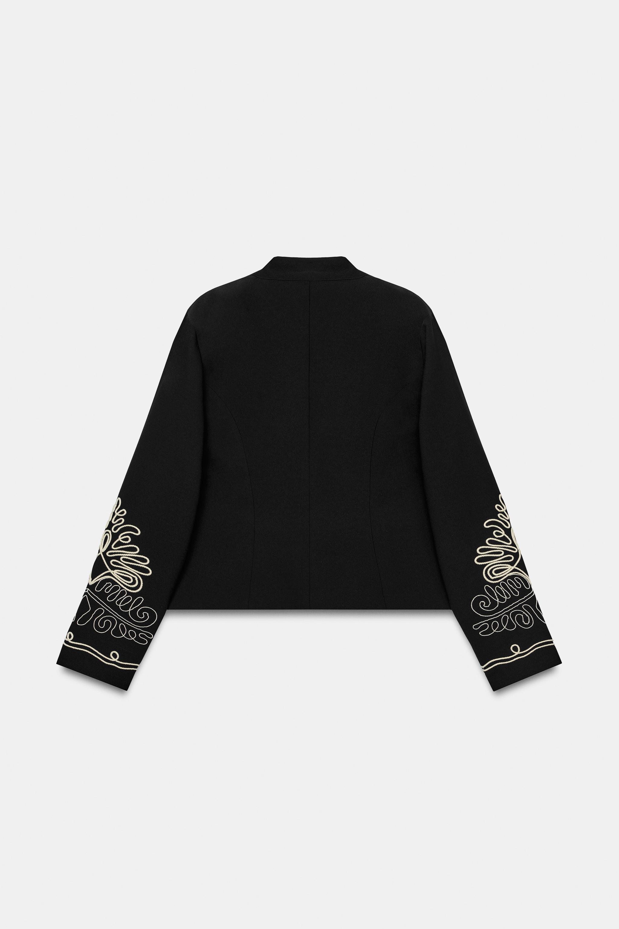 EMBROIDERED JACKET WITH SHOULDER PADS