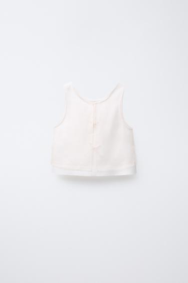 TOP 100 % LIN ORGANZA LACETS - Écru de Zara - Image 1