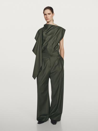 Zara Darted wool blend trousers - STUDIO - Dark green - Image 0