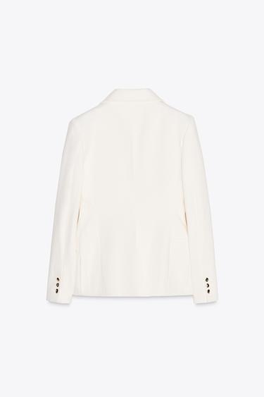 ZW COLLECTION DENIM BLAZER WITH BUTTONS - White by Zara - Image 7