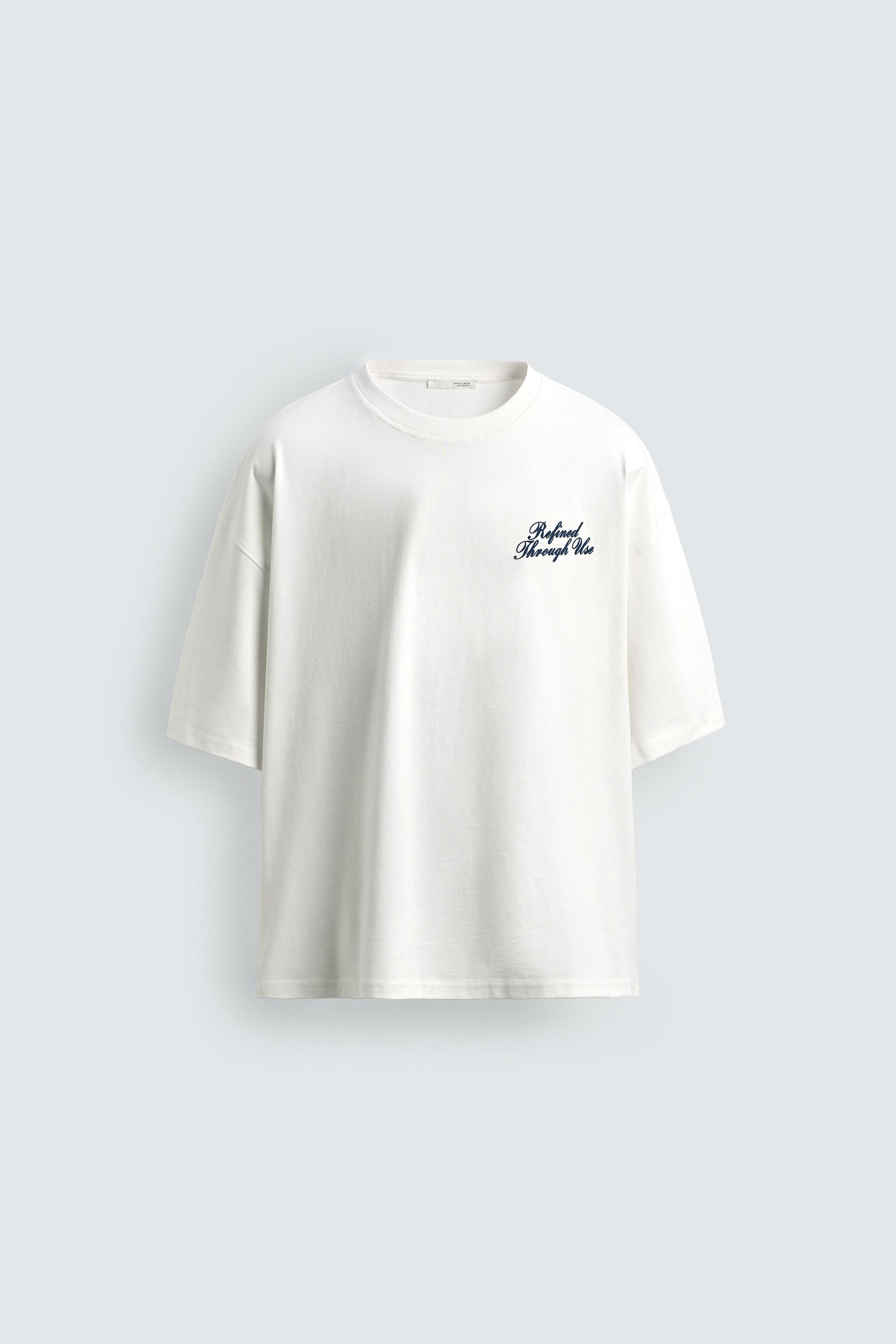 RELAXED FIT TEXT PRINT T-SHIRT - White | ZARA Canada