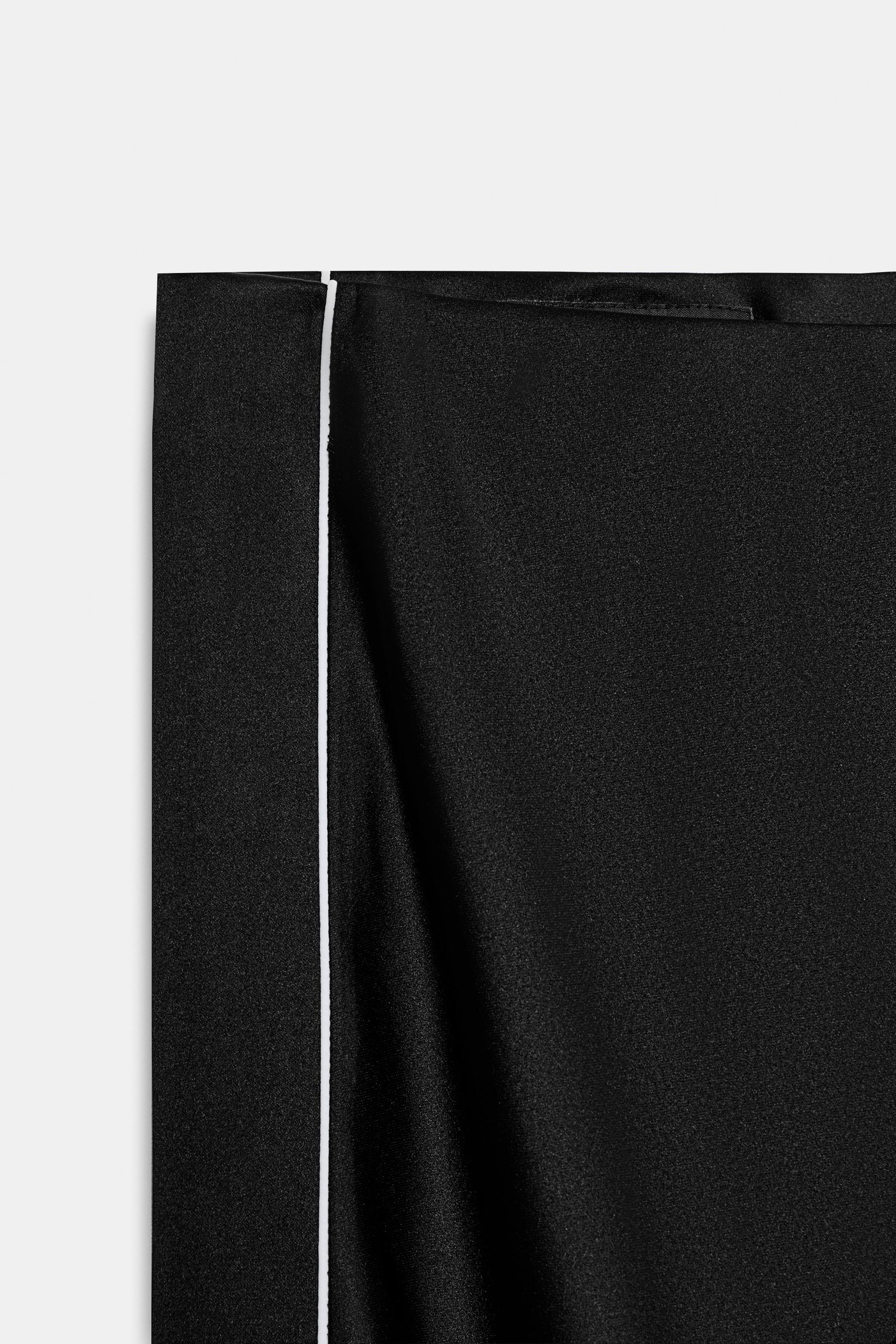 Женские юбки Zara CONTRAST PIPING SATIN MIDI SKIRT — фото 9
