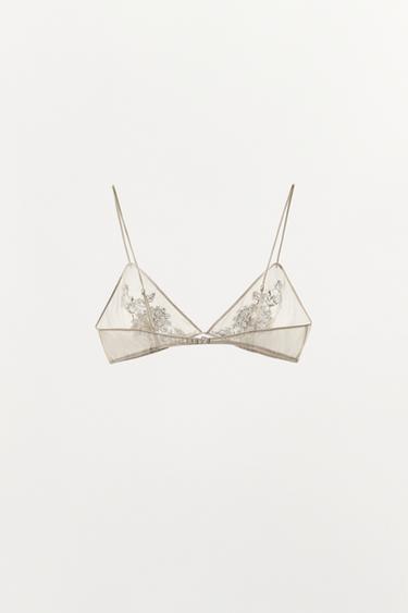SOUTIEN-GORGE TRIANGLE 100% SOIE DENTELLE - blanc de Zara - Image 5