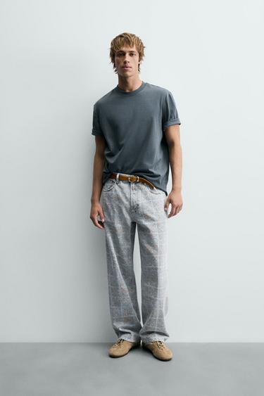 CAMISETA RELAXED FIT - Azul / Gris de Zara - Imagen 0