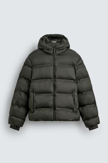 WATER-REPELLENT HOODED PADDED JACKET - Green by Zara