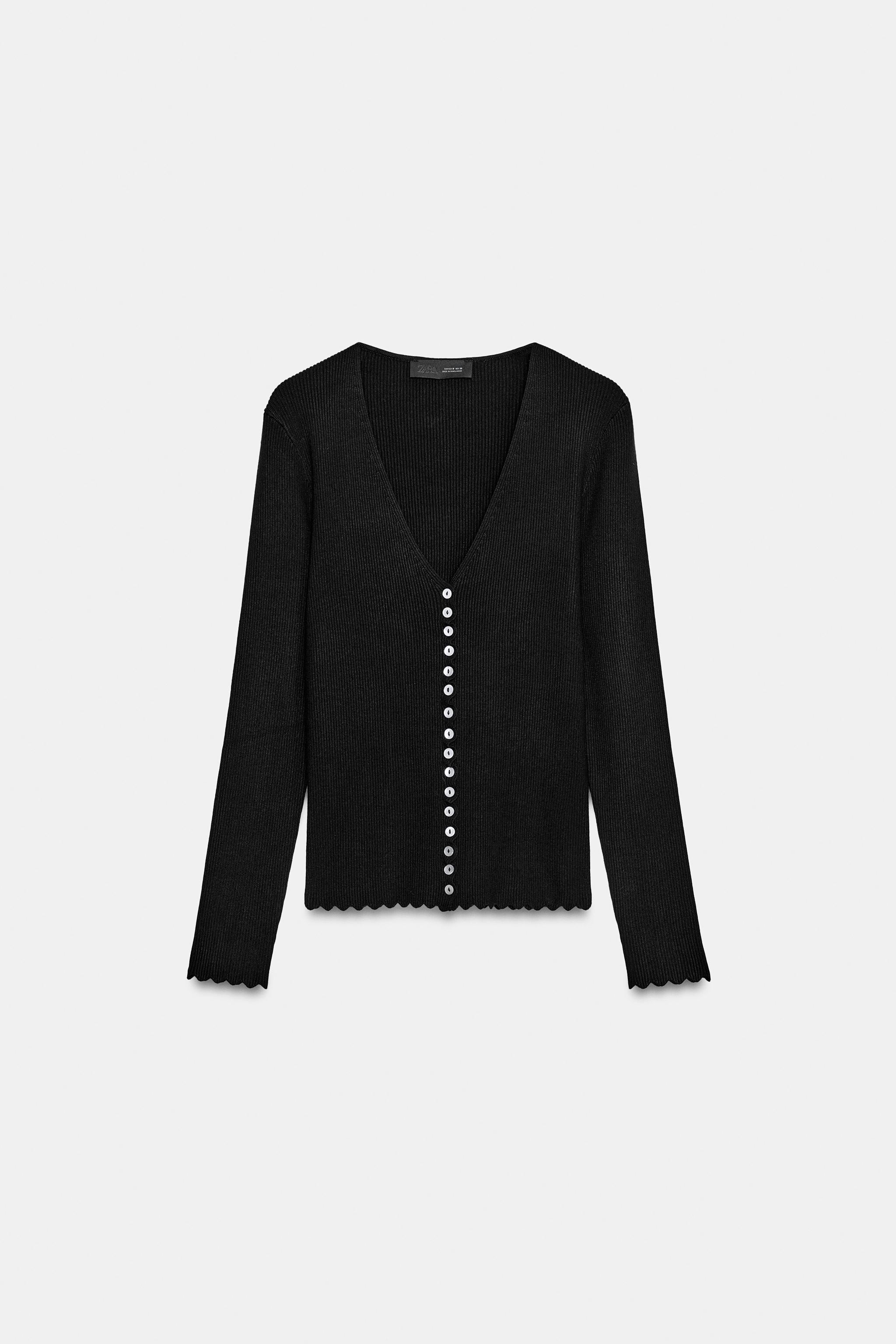 Vネック ニットカーディガン - ブラック | ZARA Japan / 日本