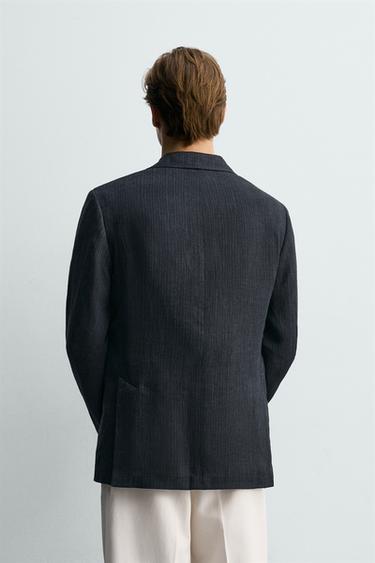 VESTE À RAYURES 100 % LIN - Indigo de Zara - Image 2