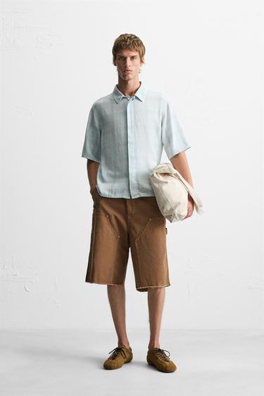 CHEMISE À CARREAUX - Bleu de Zara - Image 0