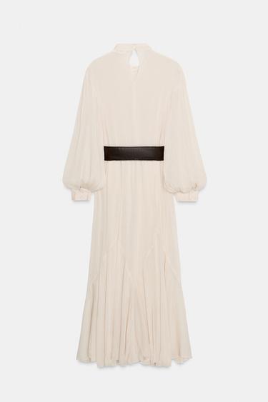 ROBE MIDI DENTELLE CEINTURE - Écru moyen de Zara - Image 7