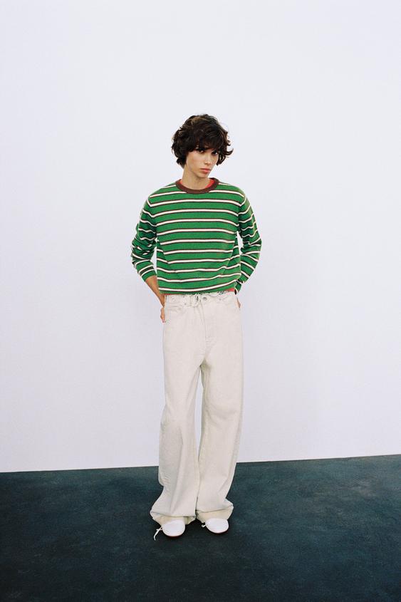 Zara STRIPED 100% WOOL JUMPER - Multicolored - Image 0